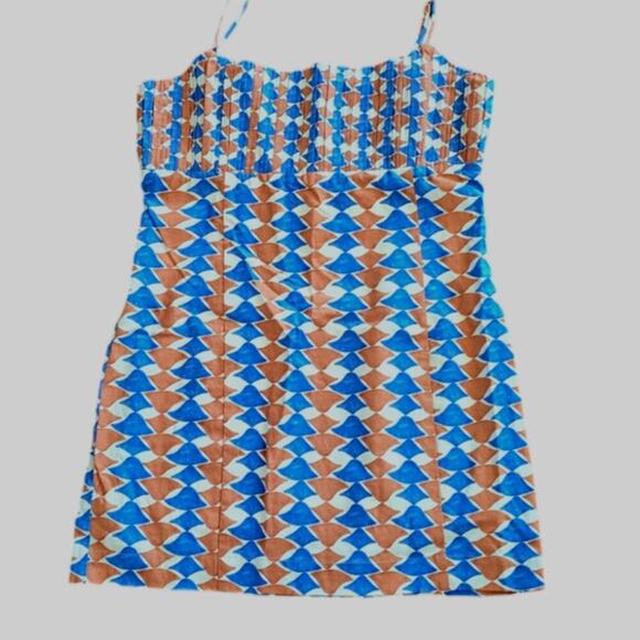 NWT Anthropologie Ophelia Sleeveless Linen Slim Mini Dress Maeve Size 12 Blue - Picture 8 of 14